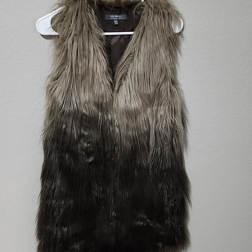 Lisa Rinna Collection Vest Womens Size XXS Faux Fur Baddie